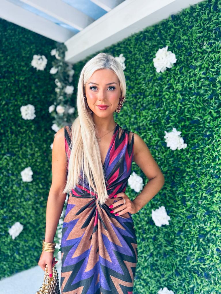 Nina Knot Detail Dress Aztec Green