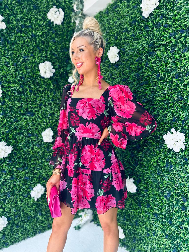 Arianna Square Neck Floral Mini Dress