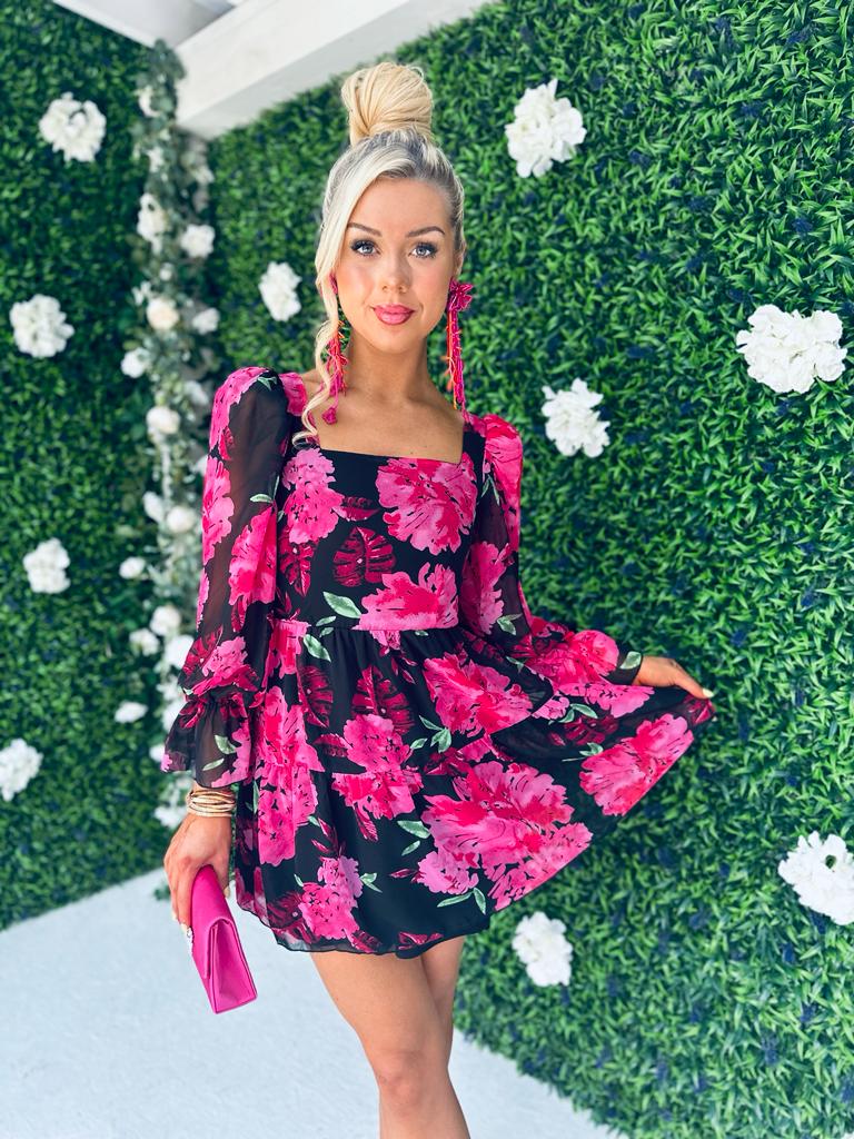 Arianna Square Neck Floral Mini Dress