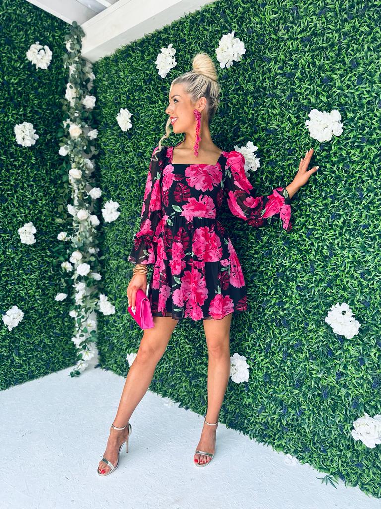 Arianna Square Neck Floral Mini Dress