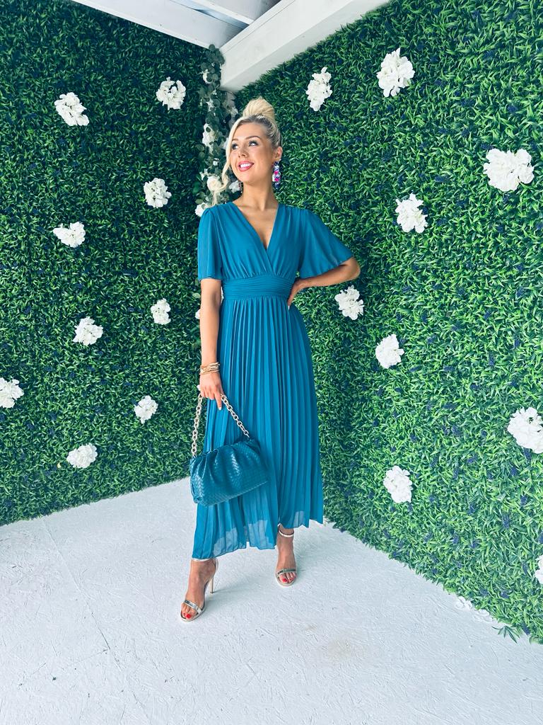 Orla Banded Midi Dress Teal
