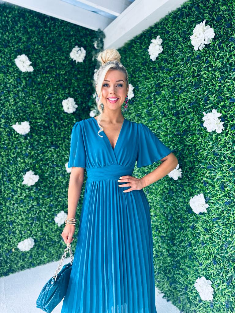 Orla Banded Midi Dress Teal