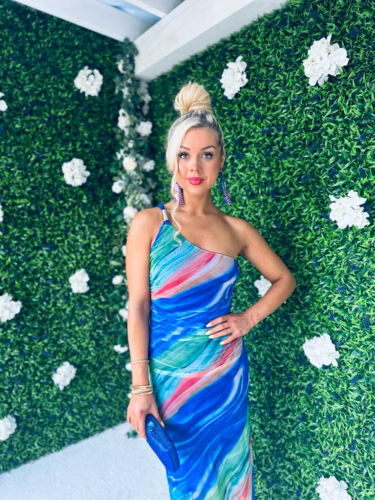 Clora Mesh Midi Dress Blue