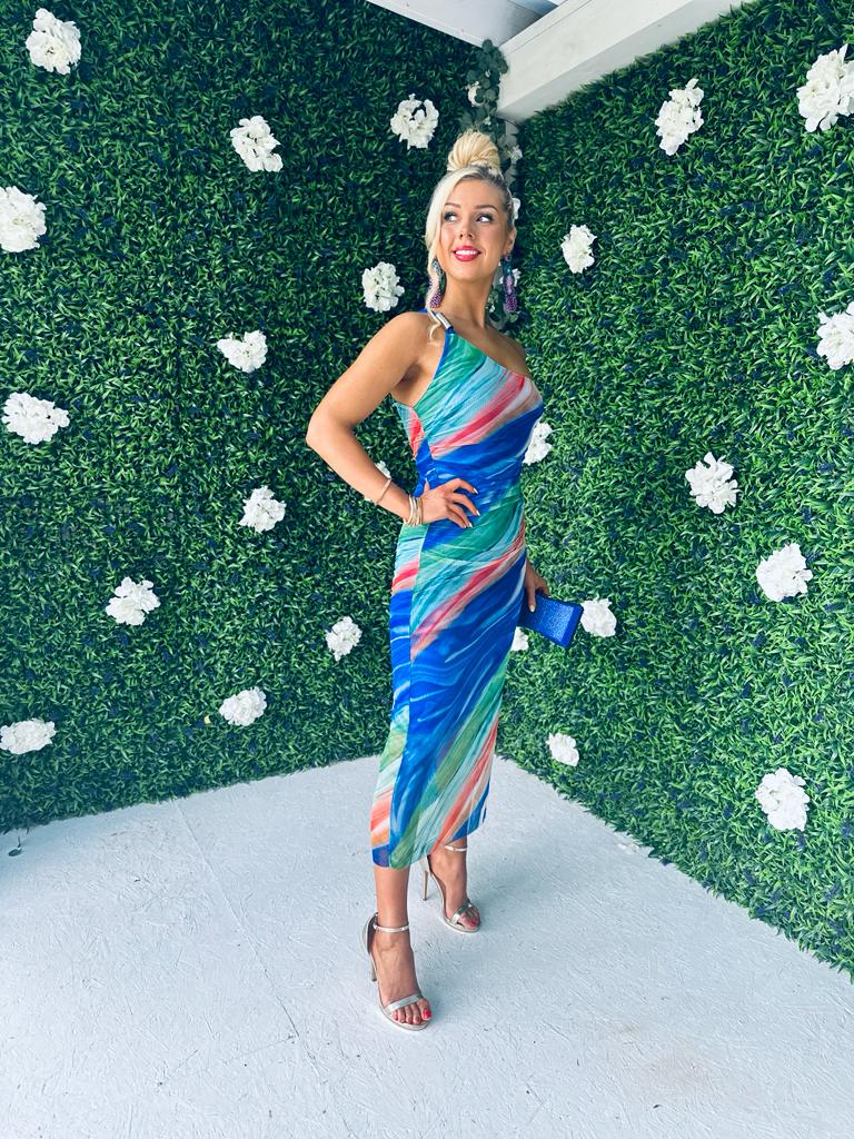 Clora Mesh Midi Dress Blue