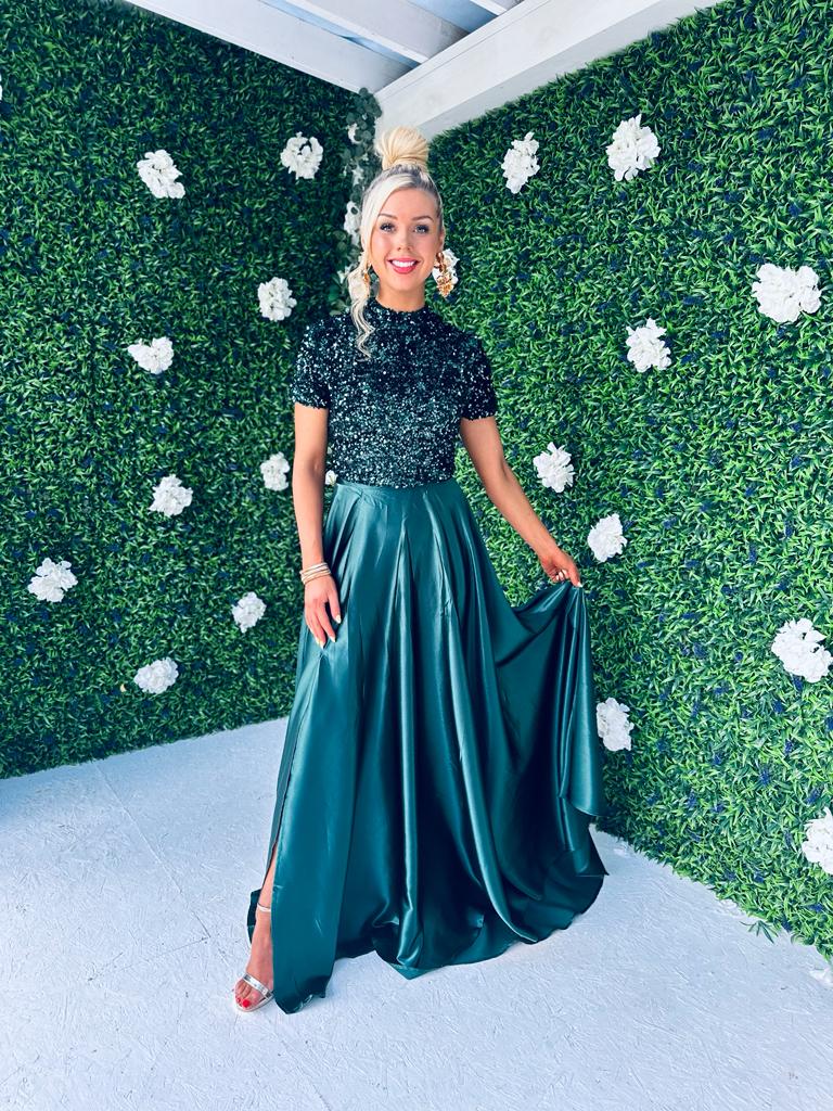 Kylie Satin Maxi Skirt Forest