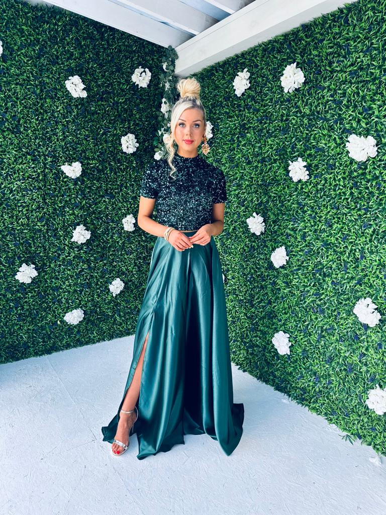 Kylie Satin Maxi Skirt Forest