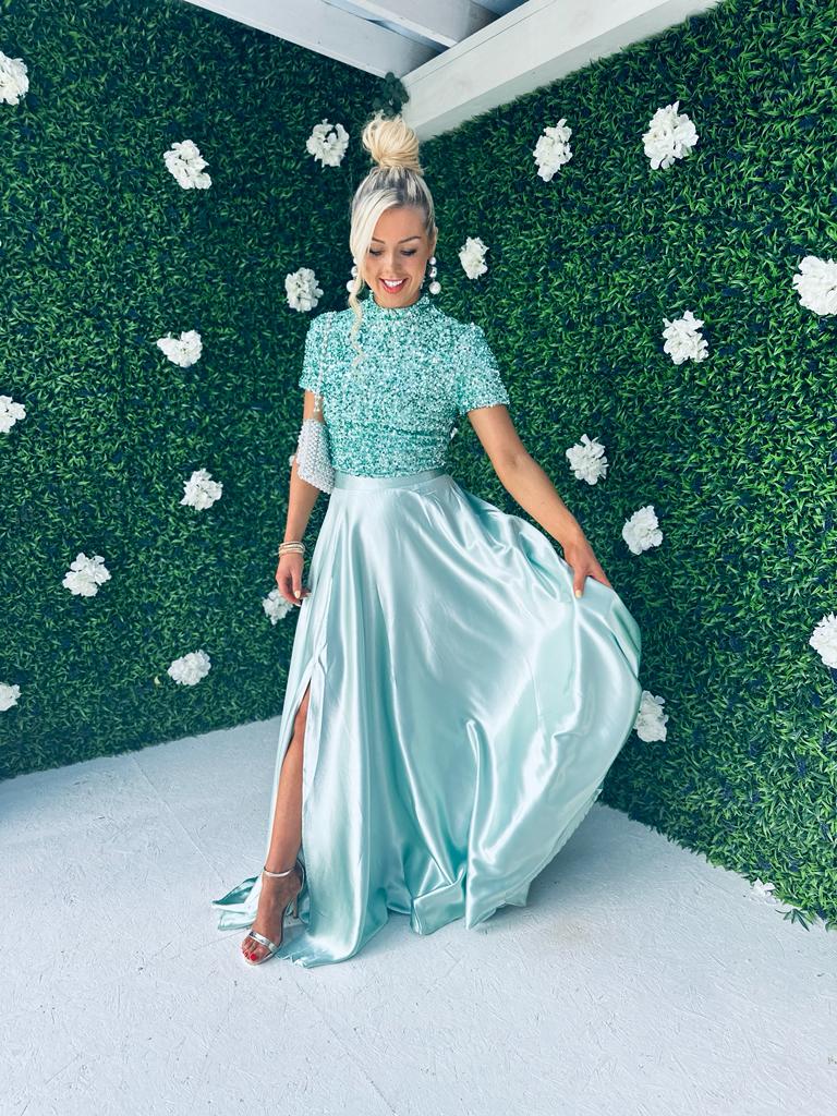 Kylie Satin Maxi Skirt Pastel