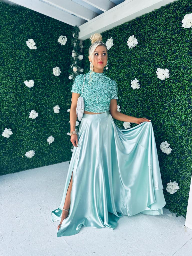 Kylie Satin Maxi Skirt Pastel