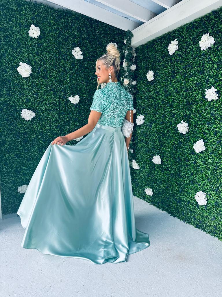 Kylie Satin Maxi Skirt Pastel