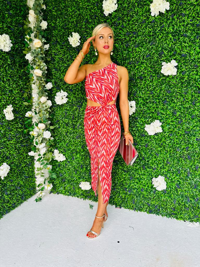 Harri Cut Out Lurex Dress Amber