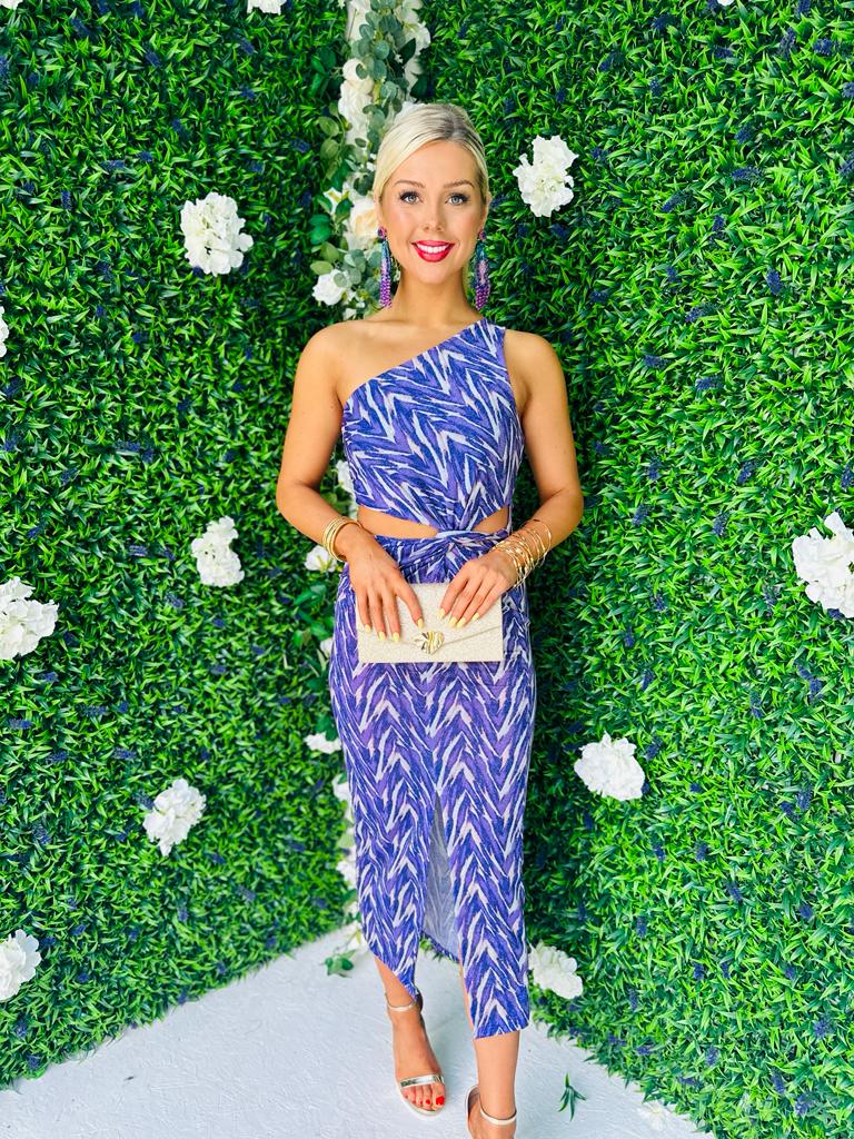 Harri Cut Out Lurex Dress Violet