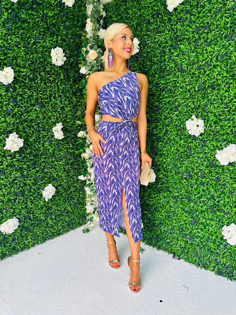 Harri Cut Out Lurex Dress Violet