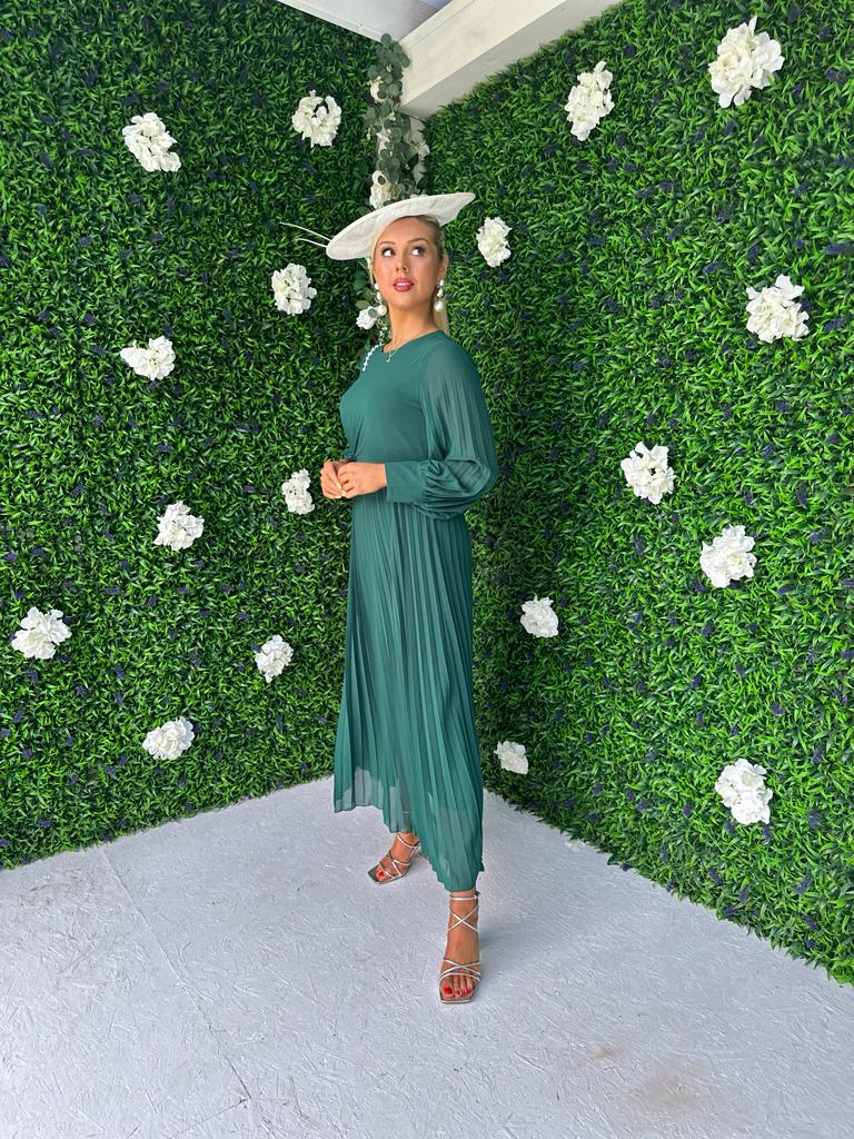 Janis Pleated Midi Dress Forest