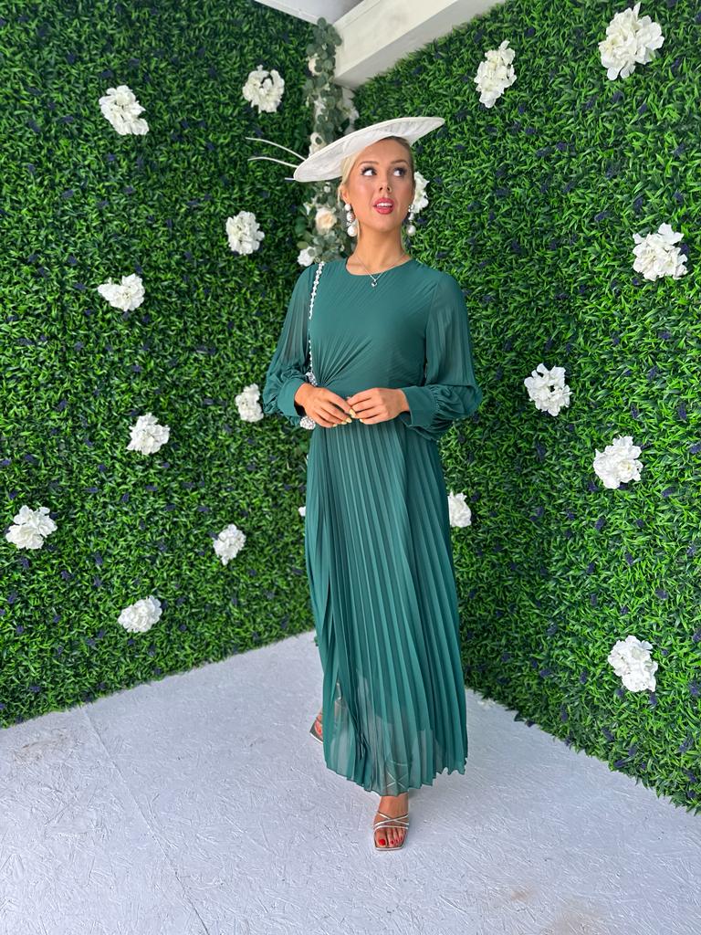 Janis Pleated Midi Dress Forest