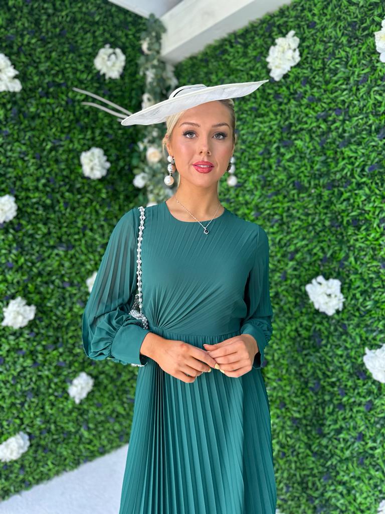 Janis Pleated Midi Dress Forest