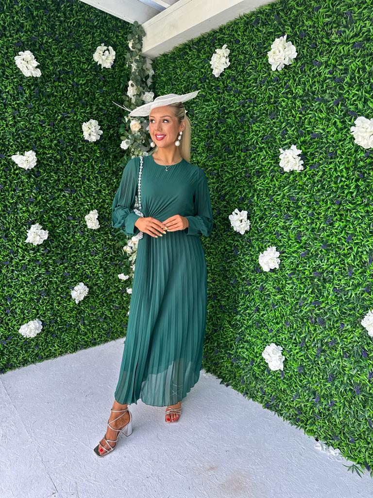 Janis Pleated Midi Dress Forest