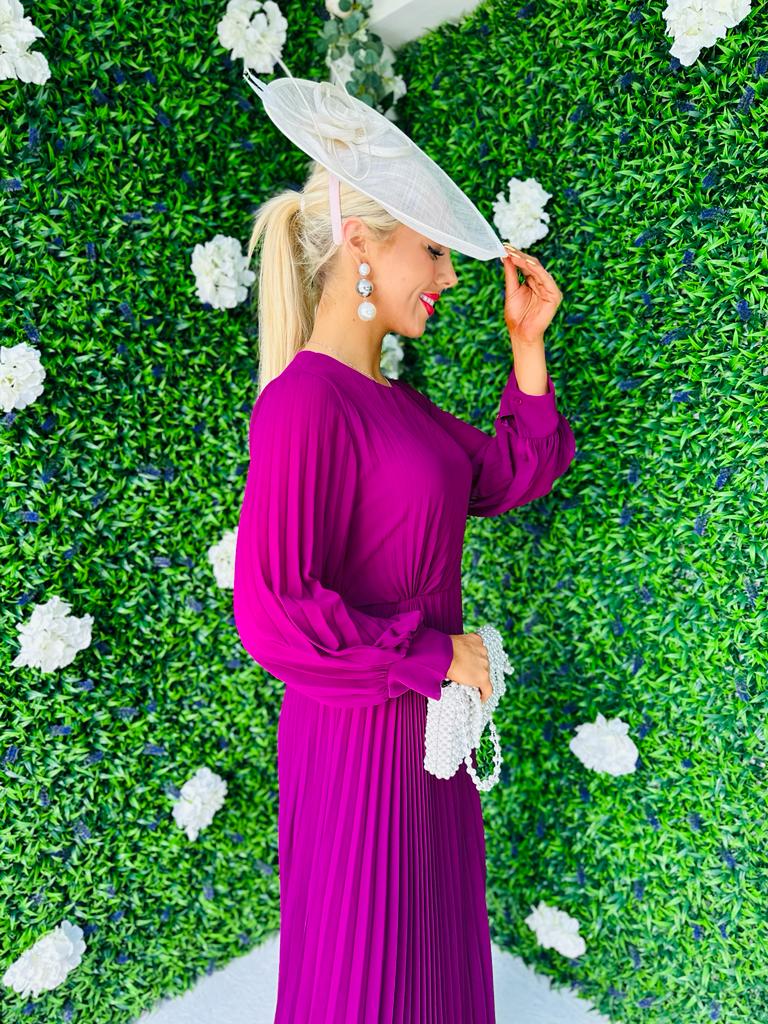 Janis Pleated Midi Dress Orchid