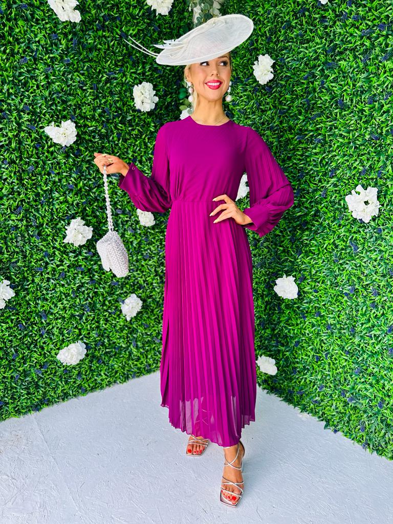 Janis Pleated Midi Dress Orchid