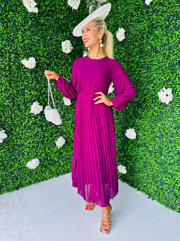 Janis Pleated Midi Dress Orchid