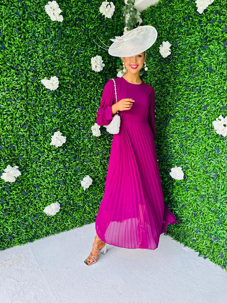 Janis Pleated Midi Dress Orchid
