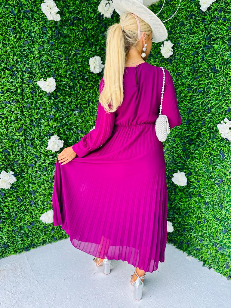 Janis Pleated Midi Dress Orchid