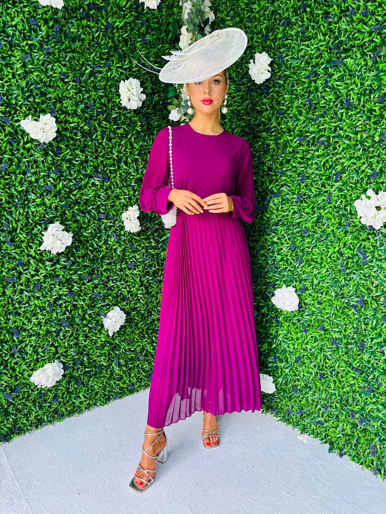 Janis Pleated Midi Dress Orchid