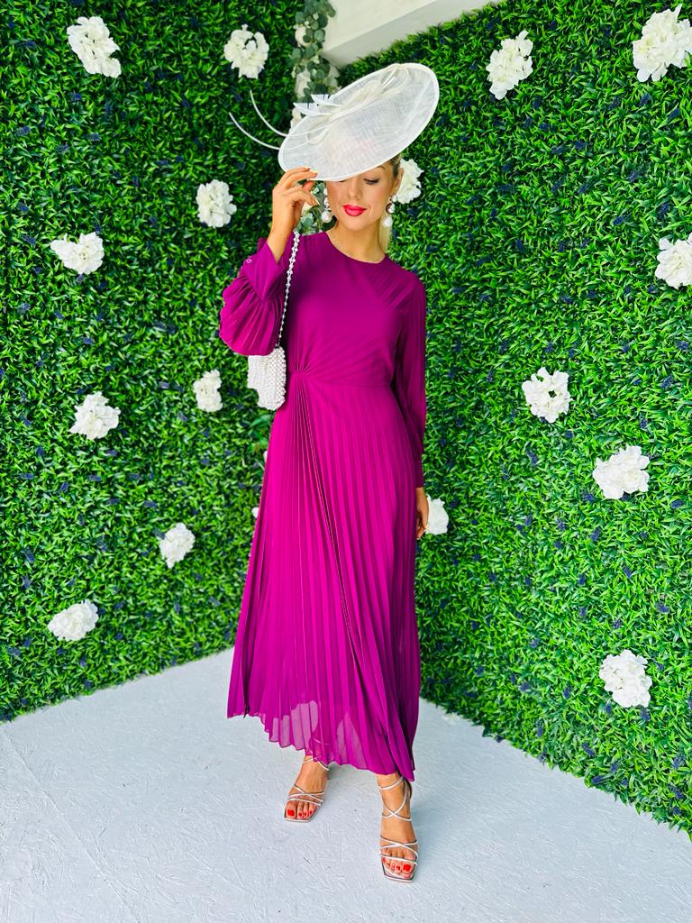 Janis Pleated Midi Dress Orchid