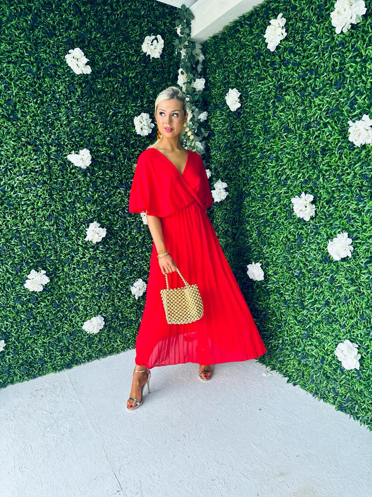 Fergie Pleated Dress Red