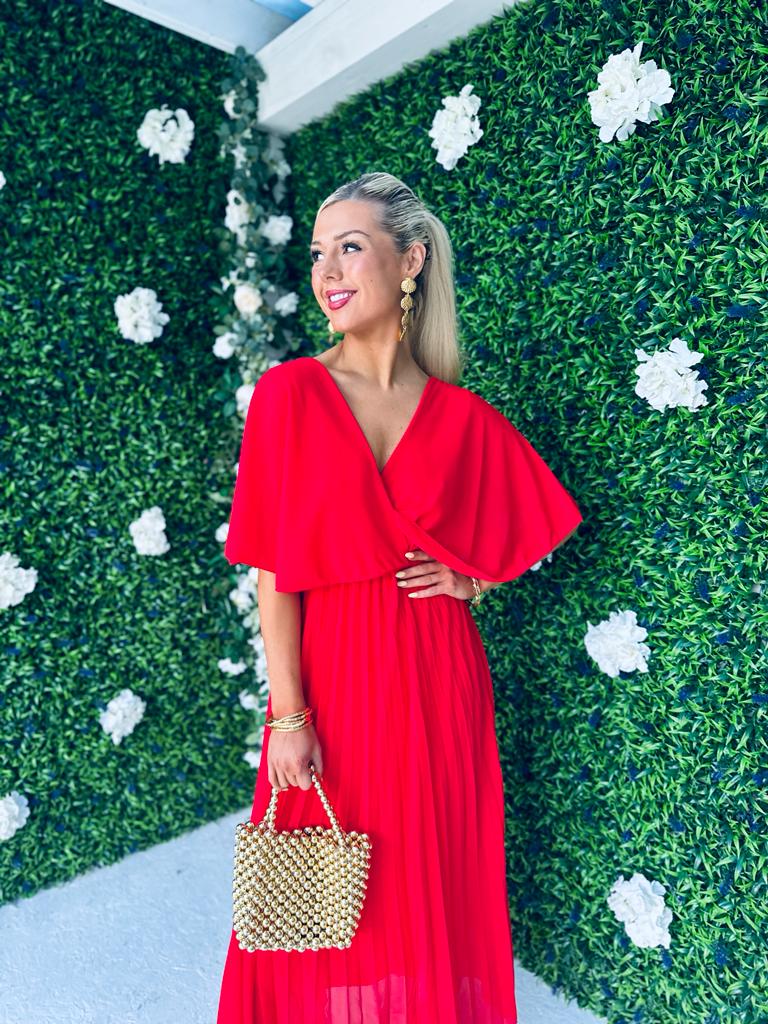 Fergie Pleated Dress Red