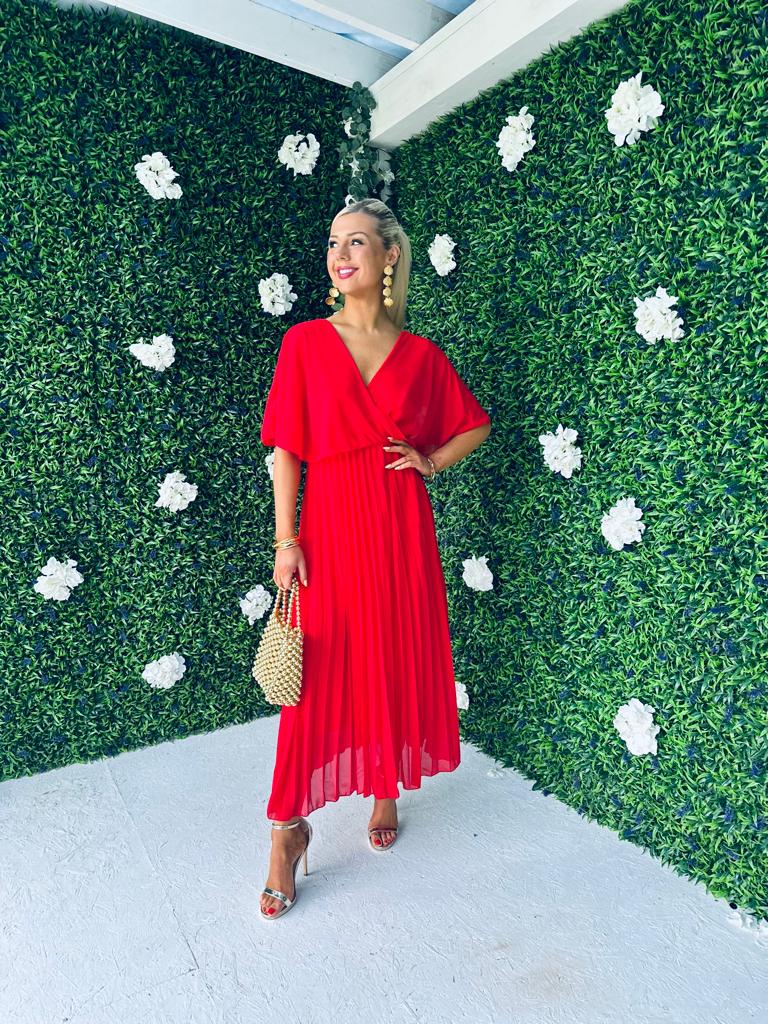 Fergie Pleated Dress Red