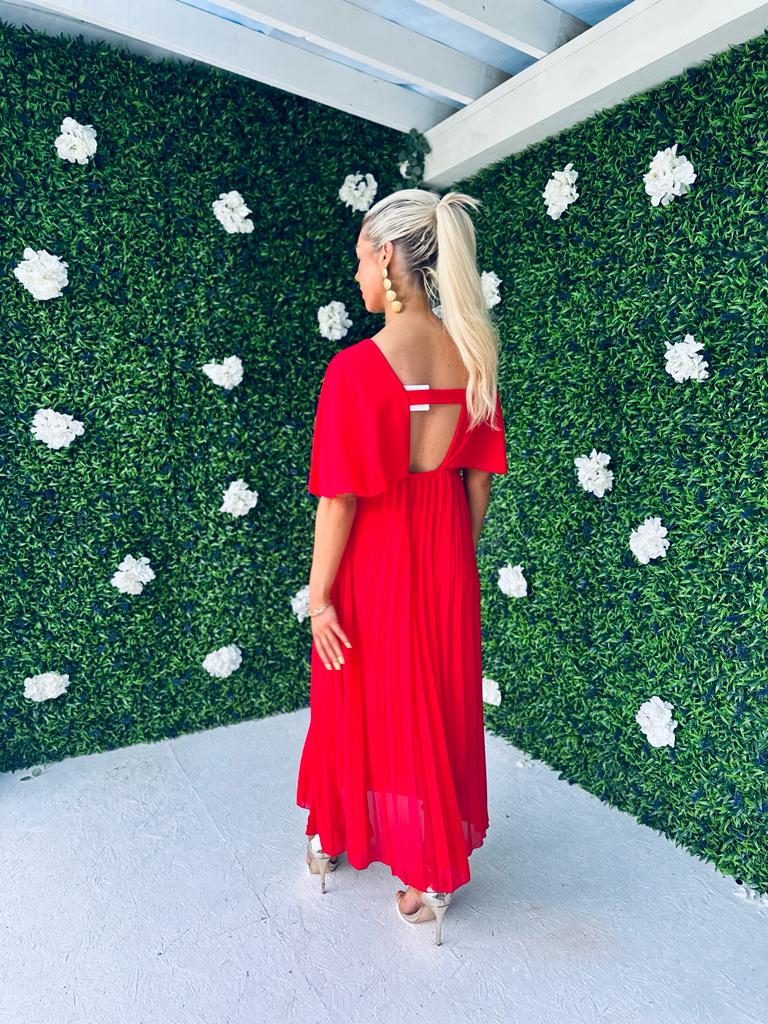 Fergie Pleated Dress Red