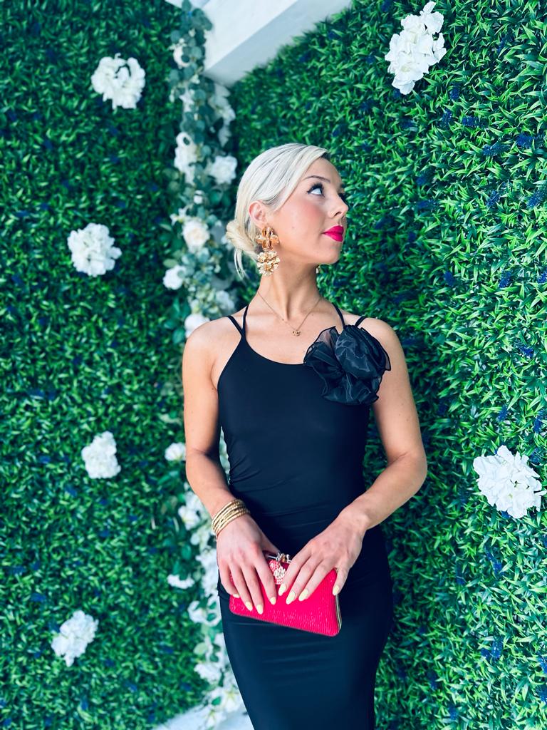Mary Corsage Strappy Maxi Dress Black