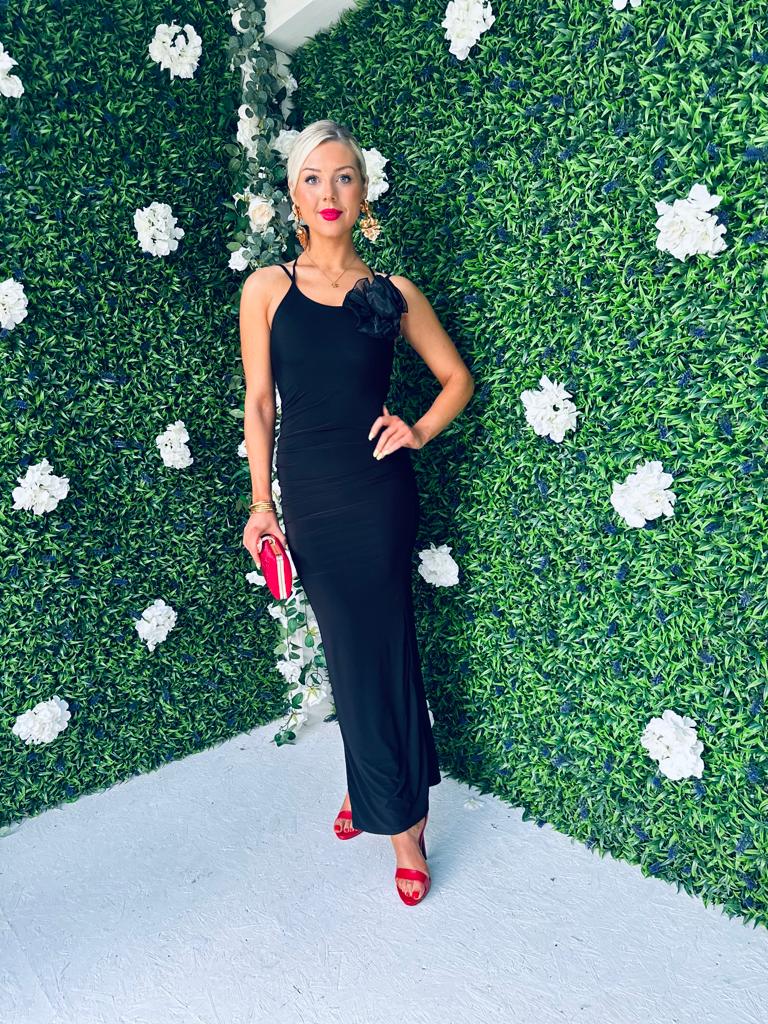Mary Corsage Strappy Maxi Dress Black