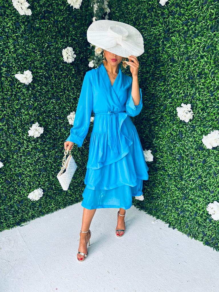 Jen Layered Midi Dress Sky Blue
