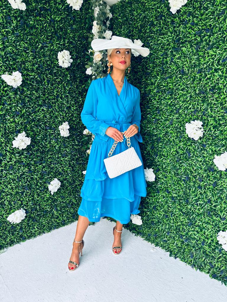 Jen Layered Midi Dress Sky Blue