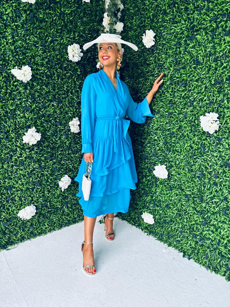 Jen Layered Midi Dress Sky Blue
