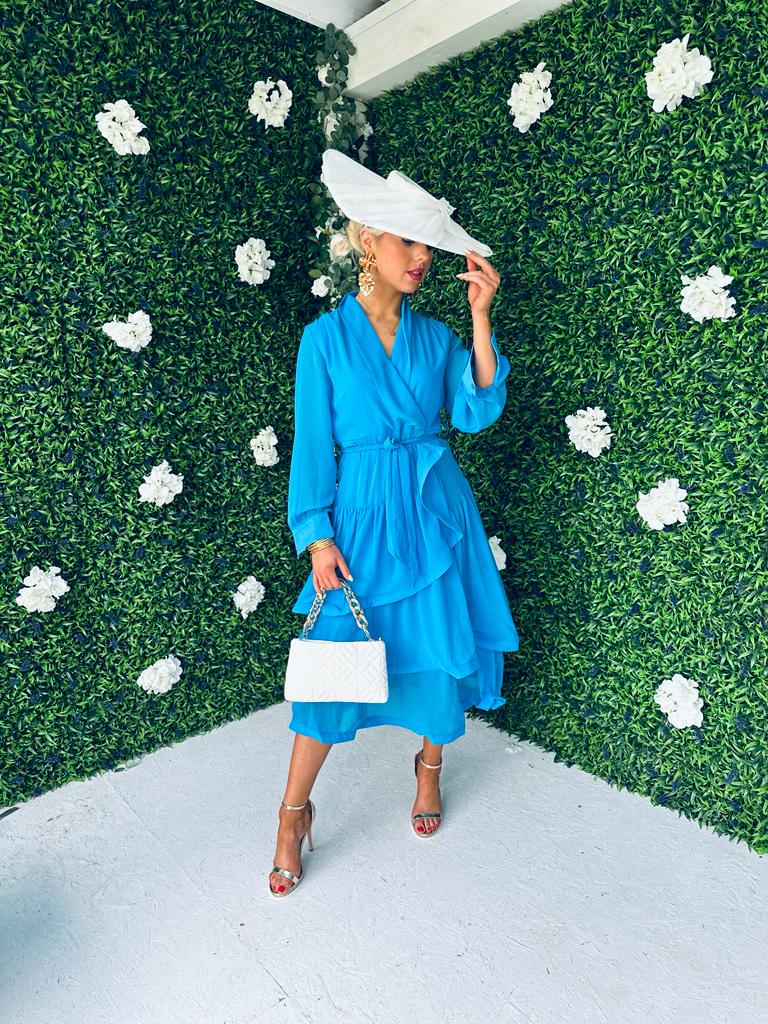 Jen Layered Midi Dress Sky Blue