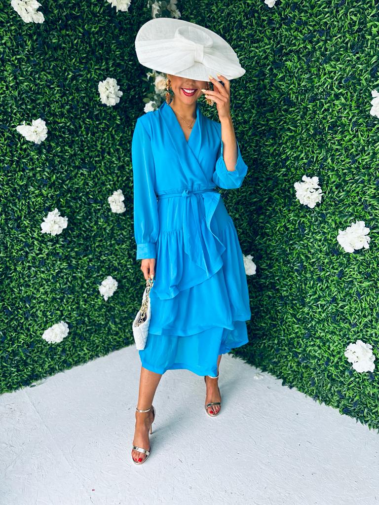 Jen Layered Midi Dress Sky Blue