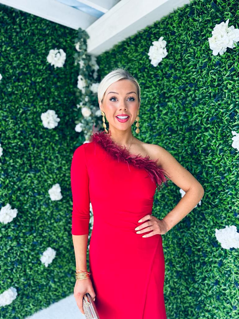 Taylor Feather Detail Maxi Dress Rouge