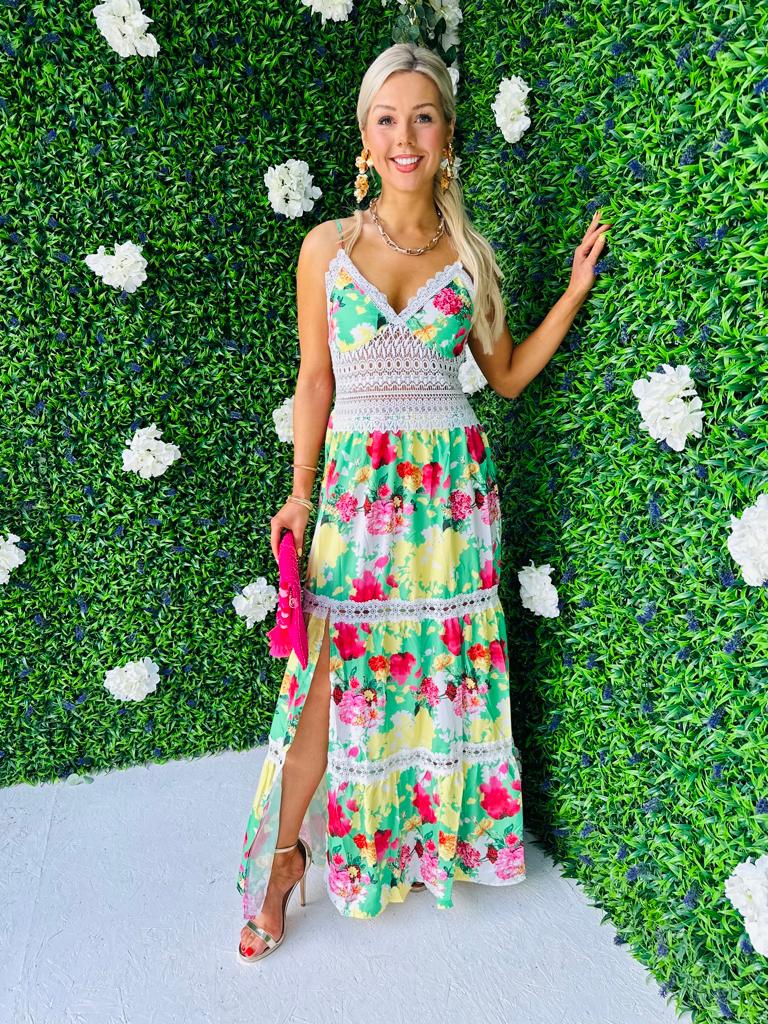 Olive Detailed Maxi Dress Green