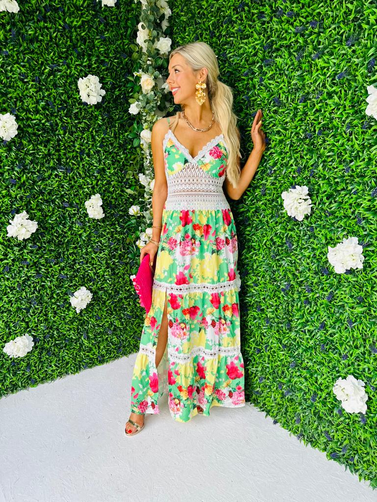 Olive Detailed Maxi Dress Green