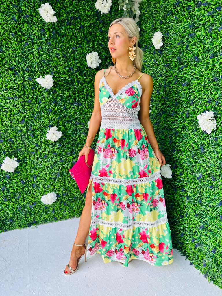 Olive Detailed Maxi Dress Green