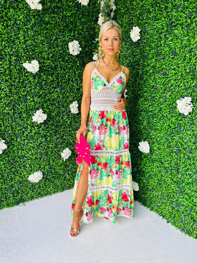 Olive Detailed Maxi Dress Green
