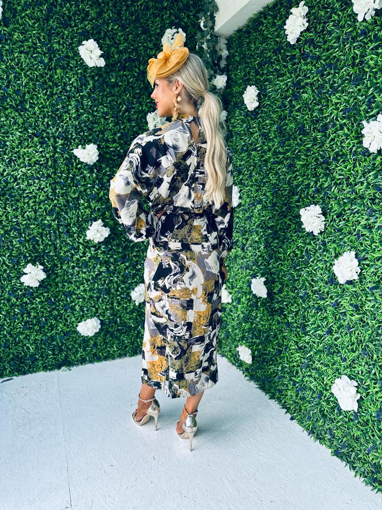 Shirly High Neck Midi Dress Multi