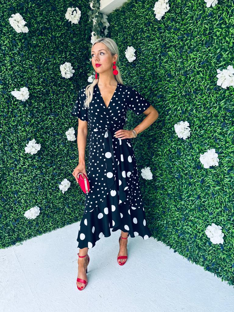 Maisie Mixed Polka Dot Midi Dress