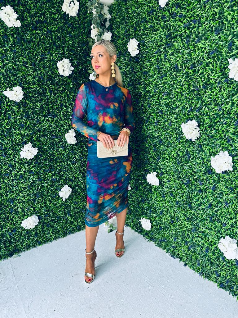 Gwen Mesh Midi Dress Teal