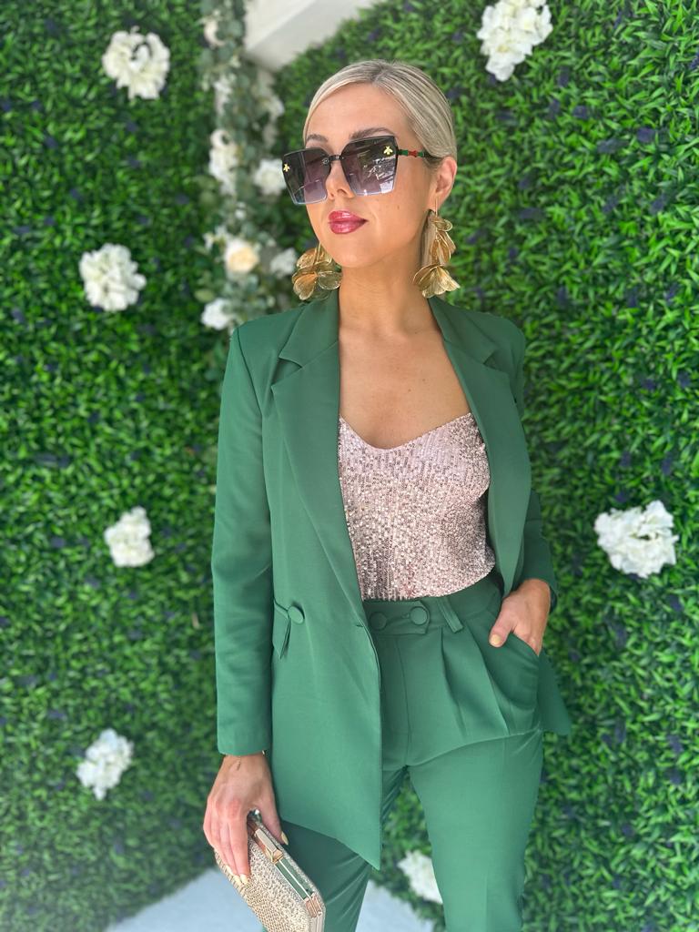 Glenda Double Breasted Suit Emerald