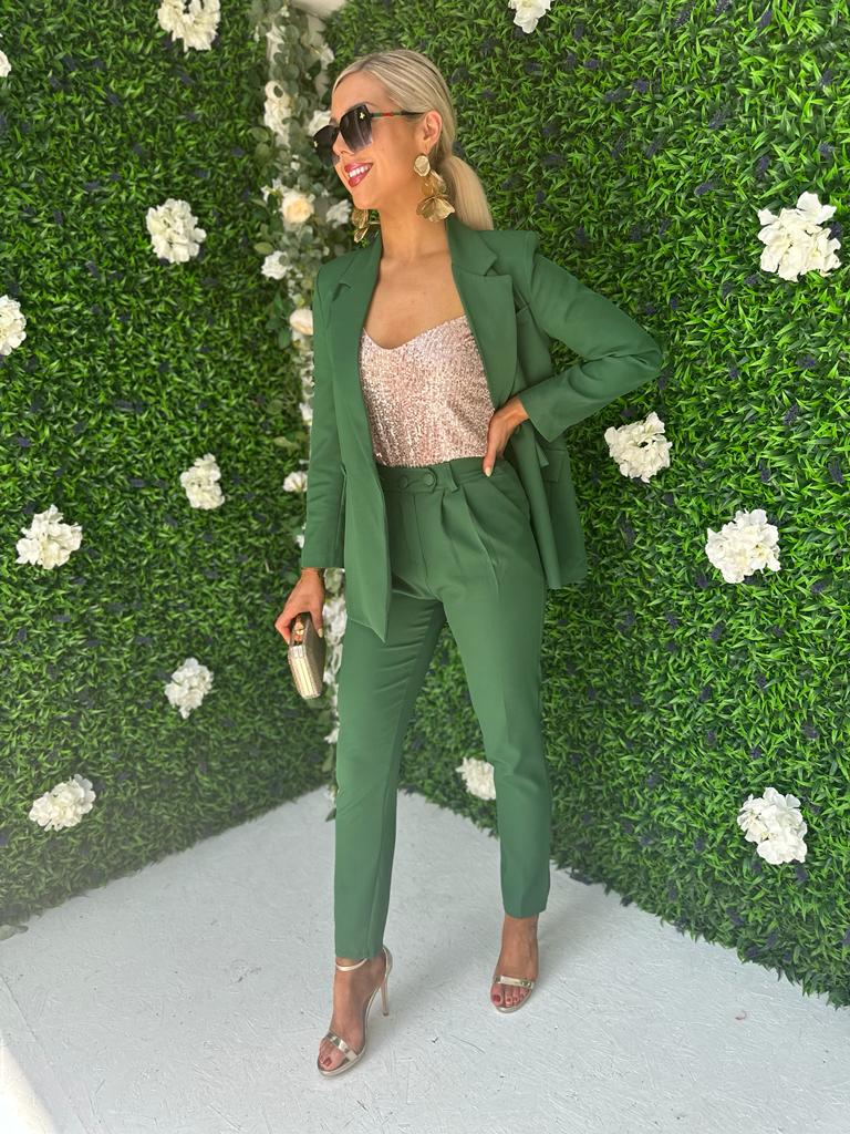 Glenda Double Breasted Suit Emerald