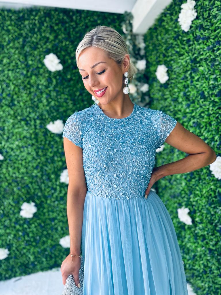 Pica Sequin & Tulle Dress Blue