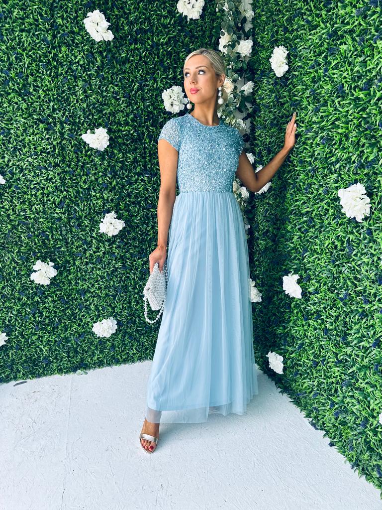 Pica Sequin & Tulle Dress Blue